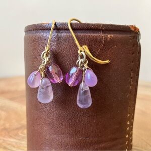 Vintage Glass Quartz Pendant Dangle Earrings